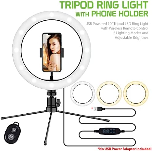 טבעת סלפי בהירה אור תלת צבעוני תואם לבלקברי שלך ז10 10 אינץ ' עם שלט לשידור חי / איפור/יוטיוב / טיקטוק/וידאו / צילום