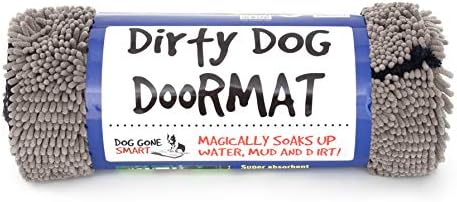 כלב נעלם חכם שטיח מיקרופייבר לכלבים מלוכלכים, סופר סופג, ניתן לכביסה במכונה עם גיבוי מונע החלקה, בינוני, אפור ודקסאס מנקה