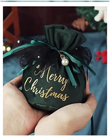 שרוך שקיות קישוטי 10 חתיכות חג המולד שקיות עבור מתנות ילדים עם ידיות קטן סוכריות תיק אריזת קופסות חג המולד