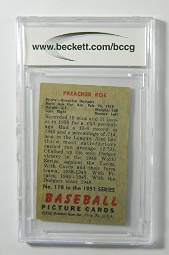 מטיף כרטיס ROE 1951 Bowman 118 Brooklyn Dodgers BGS BCCG 7 כרטיס מדורג