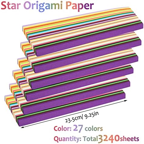 נייר אוריגמי, 3240 גיליונות צד כפול של אוריגמי סטארס סט כוכבים, 27 צבעים ערכת ילדי נייר אוריגמי לכוכבי מזל מתקפלים, אומנויות
