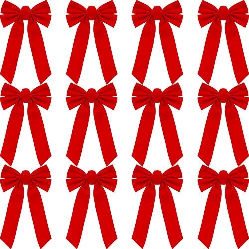 Willbond 12 חבילות אדומות קשתות קשת קשתות לחג המולד קשתות חג קשתות חג מולד 9X16 אינץ