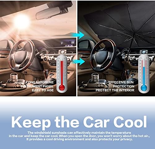 ייקפליי מכונית קדמית מטריית צל שמש, מכונית מתקפלת סאנשייד חלון קדמי כיסוי קדמי שמשות, הגנה על UV, מגריה קדמית
