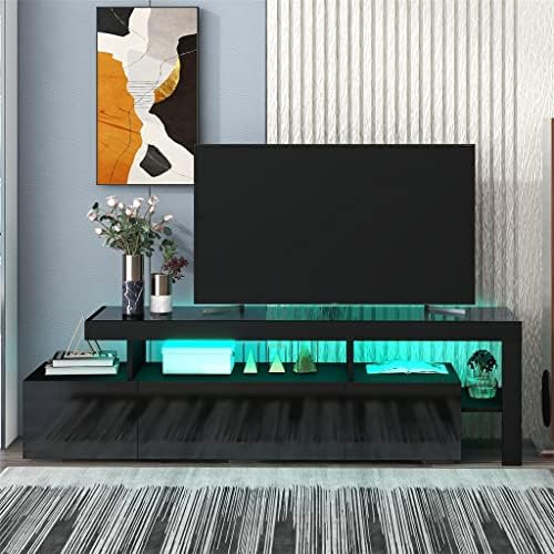 ZHYH עכשווי 16 צבעים אורות LED ארון טלוויזיה עמדת UV מרכז בידור גימור מבריק 70 אינץ 'טלוויזיה