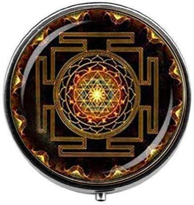 Steampunk Sri Yantra Mandala Buddhist Geometry Geometry Charmer Charm - Art Photo Pilot Box - קסם קופסת גלולה - קופסת