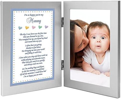 מתנות שירה מסגרת לתינוק לאמא - מילים מתוקות לאמא מהבן ליום הולדתה או ליום האם-הוסף תמונה בגודל 4 על 6 אינץ