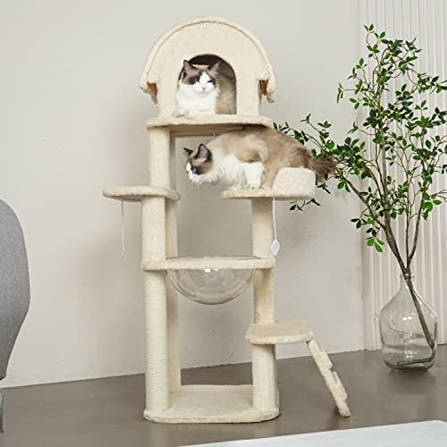 48.97 ב רב-רמת חתול עץ, עץ חתול מגדל דלוקס חתול דירות לחתולים מקורה גדול קפסולת חלל קן עם סיסל גרוד