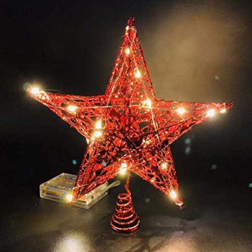 Emopeak 20 Topper עץ חג המולד, 8 אינץ ', ברזל מקורה כוכב כוכב Treetop Light