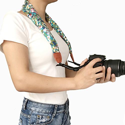 רצועת חגורת כתף עם צוואר מצלמה, צעיף שברון הדפס וינטג ' רצועות מצלמה צבעוניות רכות לנשים / גברים לנשים / ניקון / קנון / סוני