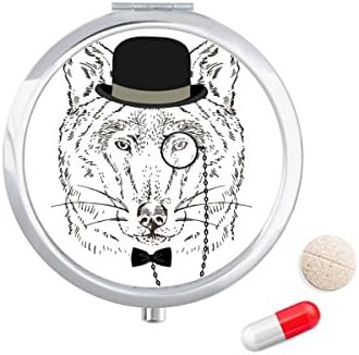 בריטי סגנון עדין זאב עם כובע עניבת פרפר זכוכית גלולת מקרה כיס רפואת אחסון תיבת מיכל מתקן