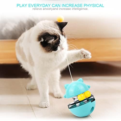 Cleeb-Boug חתול חתול אינטראקטיבי צעצוע של מתקן מזון, צעצוע חטיפים לחתול כוס חטיפים של חטיפים כדורים כדורים מתגלגלים