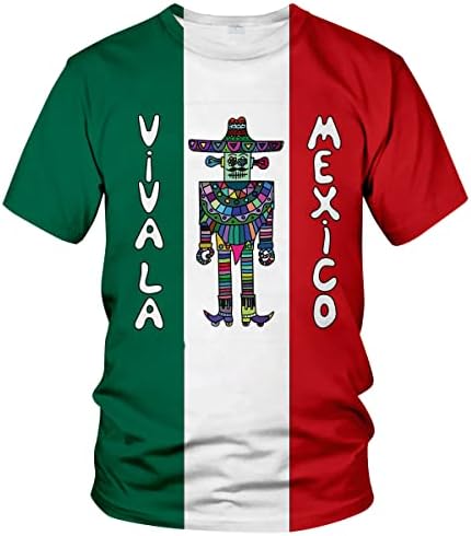 סרבוקט גברים של 3 ד חידוש חולצה, מקסיקני רובוט עם סומבררו ופונצ ' ו על מקסיקני דגל צבעוני רקע הדפסה