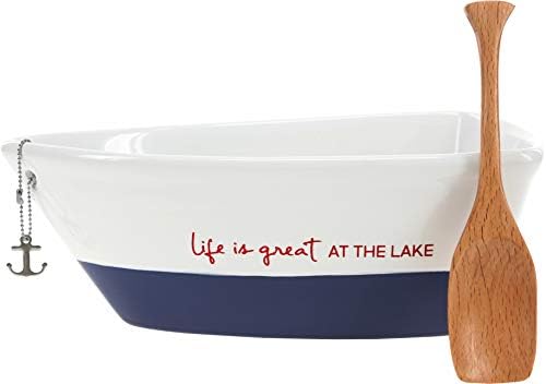 ביתן-החיים נהדרים באגם-שרת כלי חרס 12 אונקיות עם סקופ משוט עץ