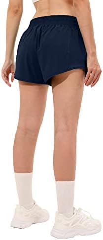 מכנסיים קצרים אתלטים בעלי מותניים גבוהים לנשים, מכנסי אימון של נשים בגודל של נשים עם כיס אניה וכיס מיקוד 4 אינץ '