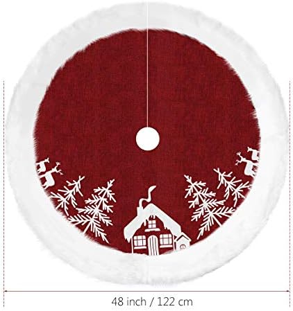 חצאית עץ חג המולד של Vosarea מחצלת בסיס עץ חג המולד לקישוטים לחג המולד של מסיבת הבית - אדום