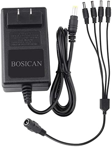 מצלמת אבטחה של בוסיקאן מתאם כוח מטען חשמל 12V 2.5A 100V-240V AC ל- DC כבל מפצל חשמל 4-כיווני FCC FCC מאושר